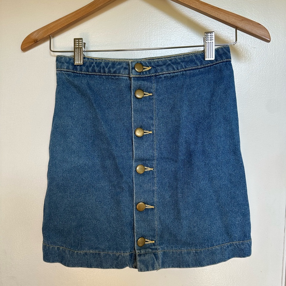 Denim Button-Front Skirt